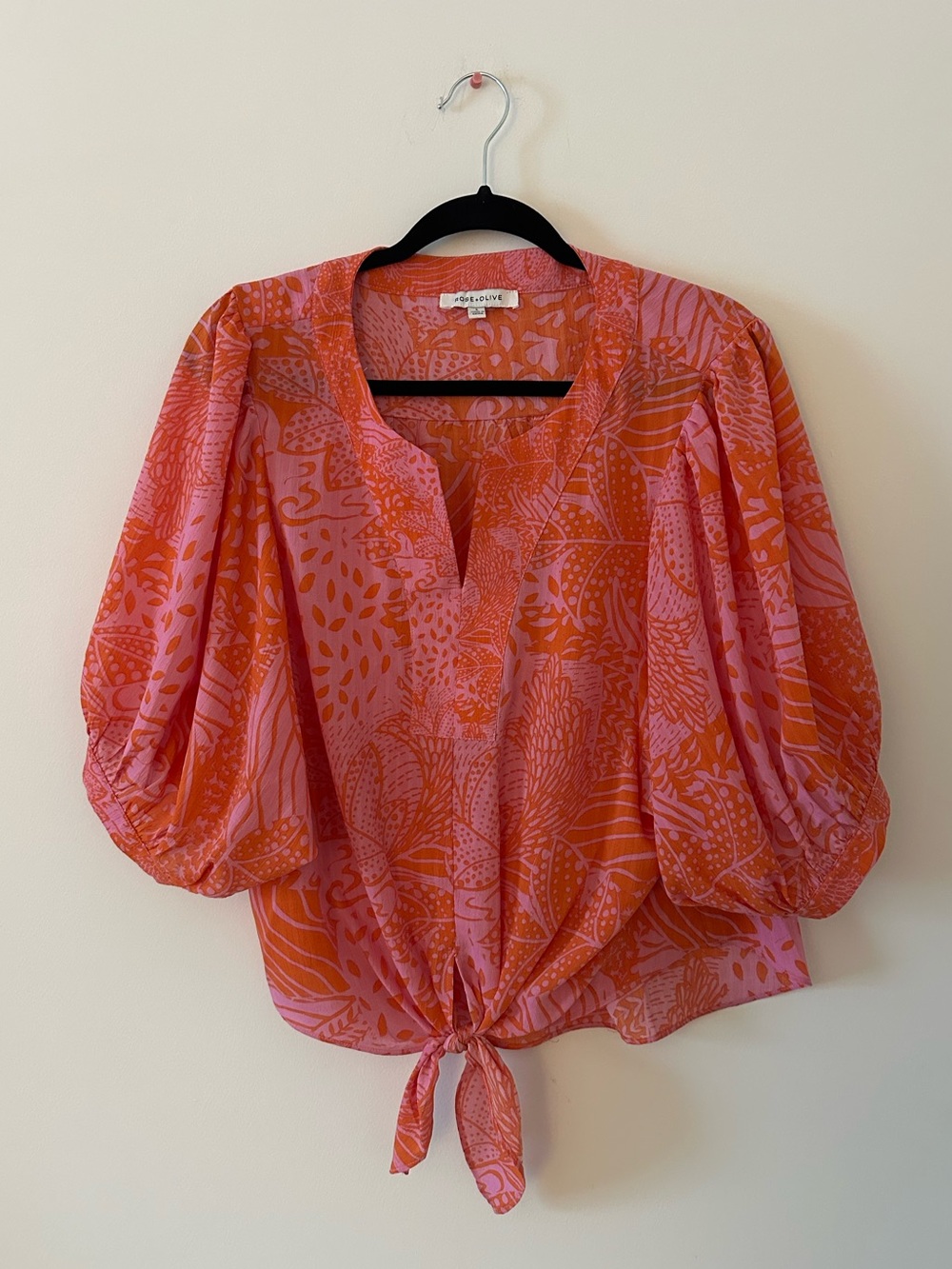 Rose + Olive Printed Pink Blouse